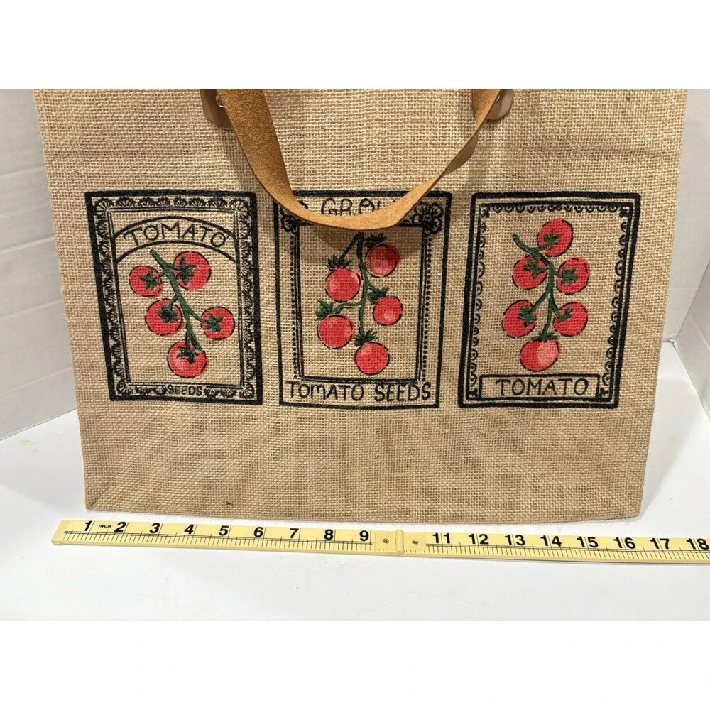 Martha Stewart Canvas Tomato Seeds Tote Bag. Styled like a rustic jute